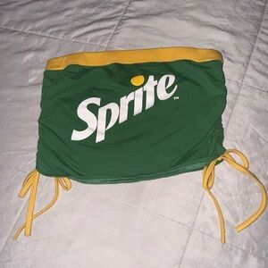 Sprite Green Logo Cropped Top with Yellow Trim